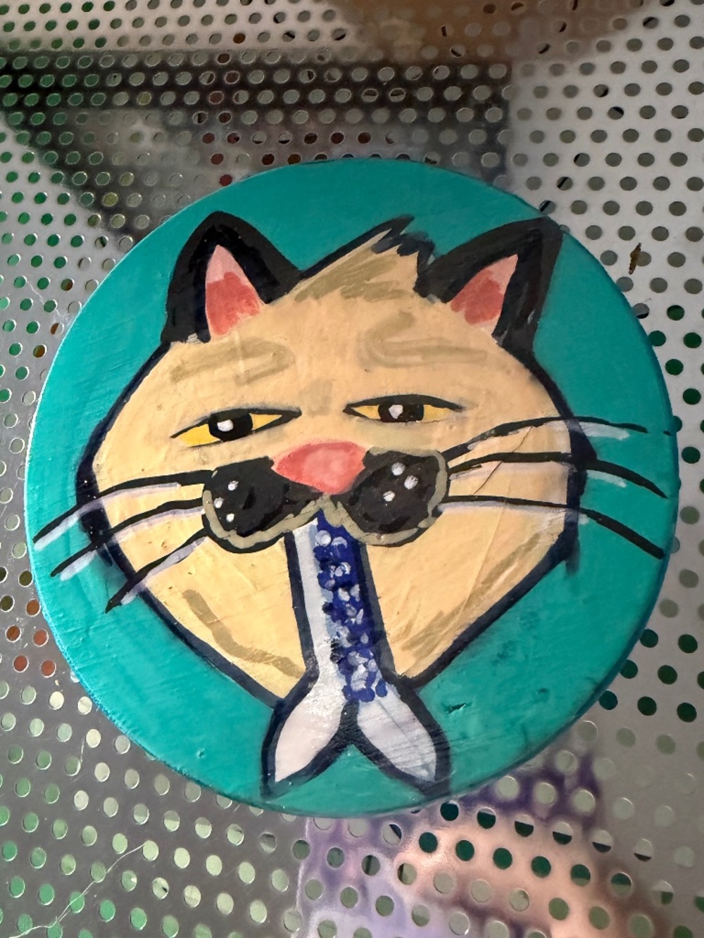 Custom hand painted Disney cat coaster Machiavelli